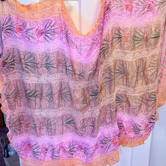 NWT Feathers Anthropologie By Tolani Multicolor Lightweight Silk Scarf - Picture 2 of 9